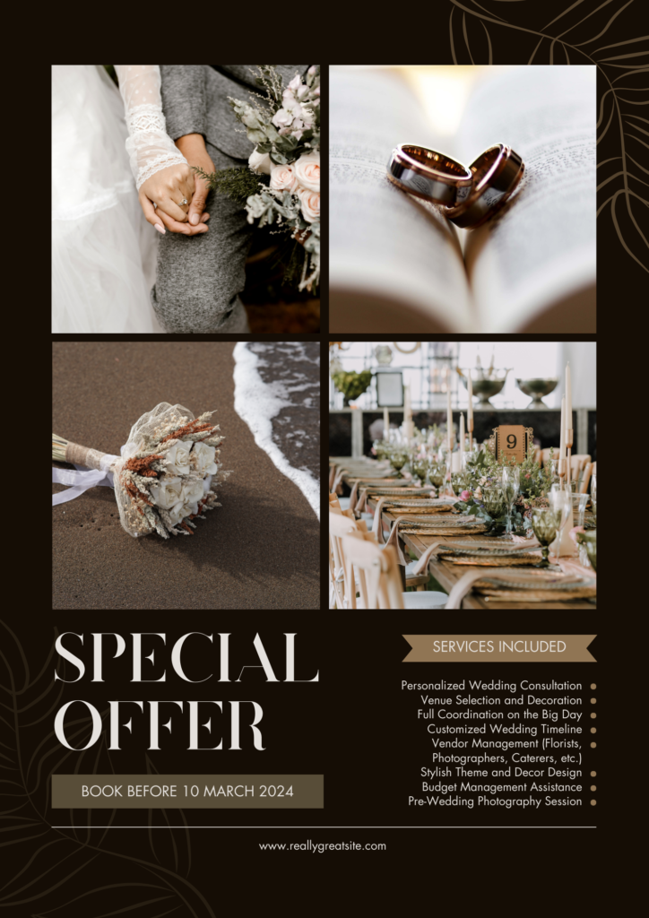 Brown Elegant Wedding Organizer Promotion Flyer Portrait