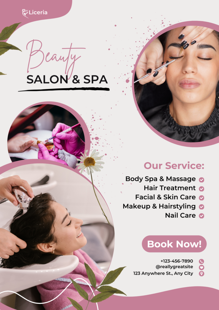 Pink Floral Modern Beauty Salon and Spa Flyer